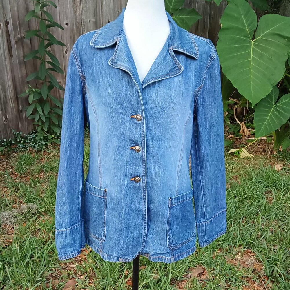 Faded Glory Womens Pocketed Button Up Jean Jacket 🌸